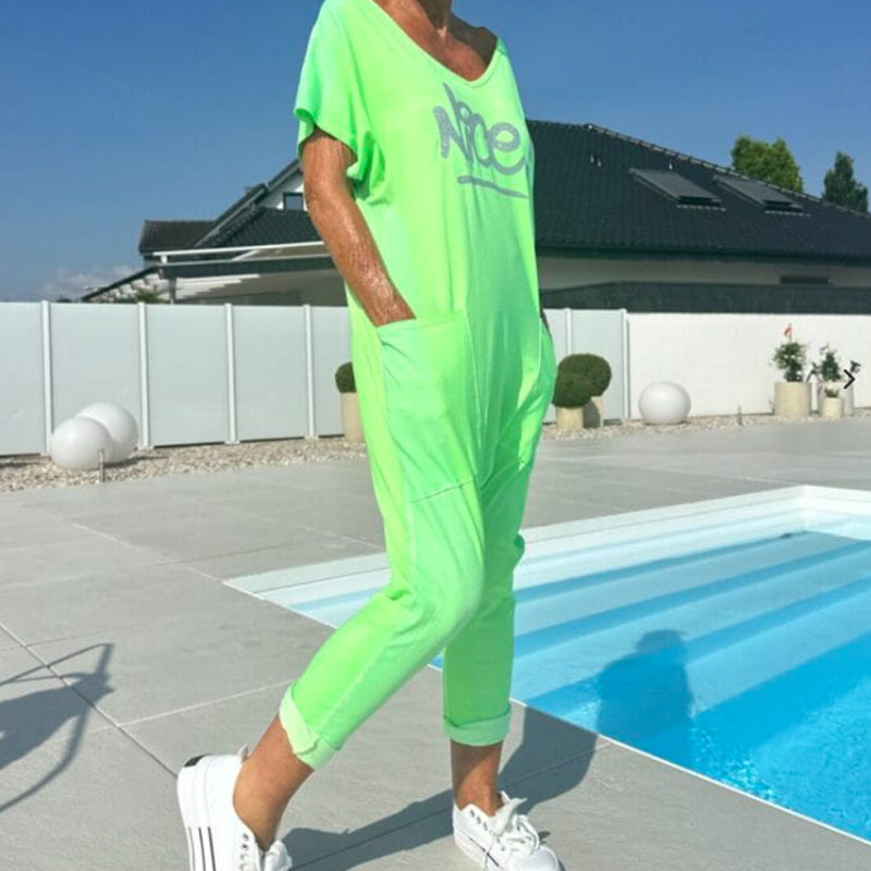 đăS~5XLăZsebes nĆi nyomtatott betƱs, plus size lezser overĂĄl
